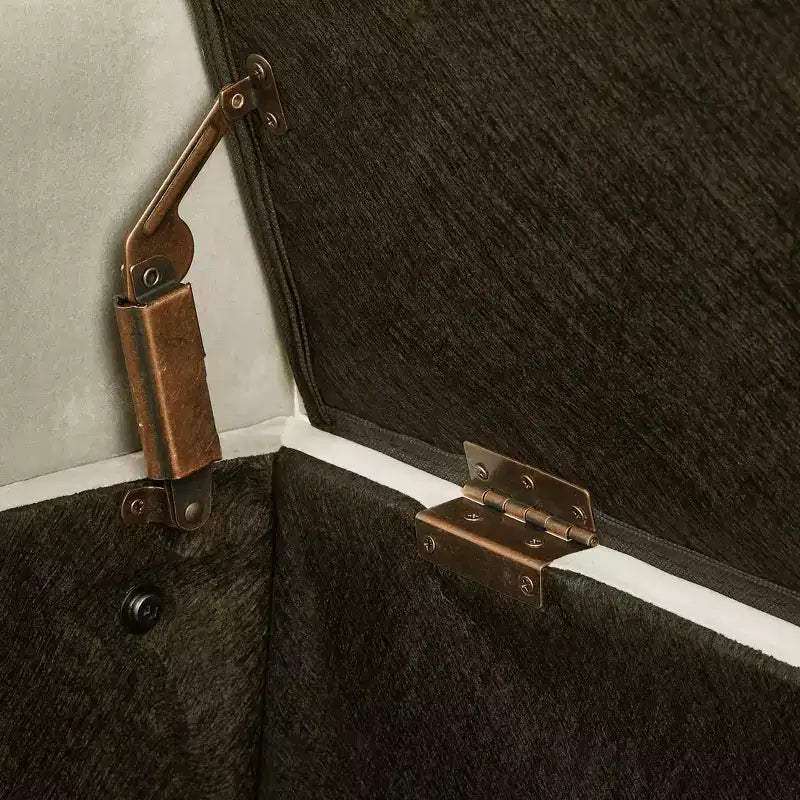 TUYOHW Banc de rangement capitonné avec boutons et clous décoratifs, siège rembourré doux avec accoudoirs pour entrée ou salon, crème