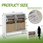 Meuble à chaussures cannelé GustoWave avec 4 tiroirs basculants, organisateur de chaussures étroit en bois avec pieds en métal, porte-chaussures moderne de style ferme avec rangement caché