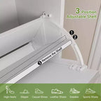 Meuble à chaussures cannelé GustoWave avec 4 tiroirs basculants, organisateur de chaussures étroit en bois avec pieds en métal, porte-chaussures moderne de style ferme avec rangement caché
