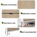 Meuble à chaussures cannelé GustoWave avec 4 tiroirs basculants, organisateur de chaussures étroit en bois avec pieds en métal, porte-chaussures moderne de style ferme avec rangement caché