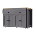 Îlot de cuisine CLIHOME avec table à manger extensible, chariot de rangement de cuisine roulant avec étagère à épices et 2 tiroirs