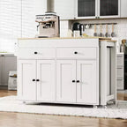 Îlot de cuisine CLIHOME avec table à manger extensible, chariot de rangement de cuisine roulant avec étagère à épices et 2 tiroirs