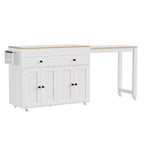 Îlot de cuisine CLIHOME avec table à manger extensible, chariot de rangement de cuisine roulant avec étagère à épices et 2 tiroirs