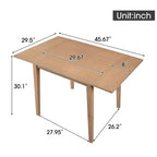 Table à manger extensible rectangulaire Okak avec pieds en bois d'hévéa, table de cuisine pour 4, table pliante pour cuisine, salle à manger