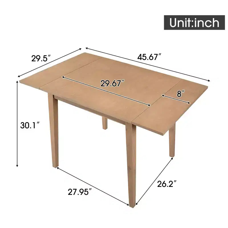 Table à manger extensible rectangulaire Okak avec pieds en bois d'hévéa, table de cuisine pour 4, table pliante pour cuisine, salle à manger