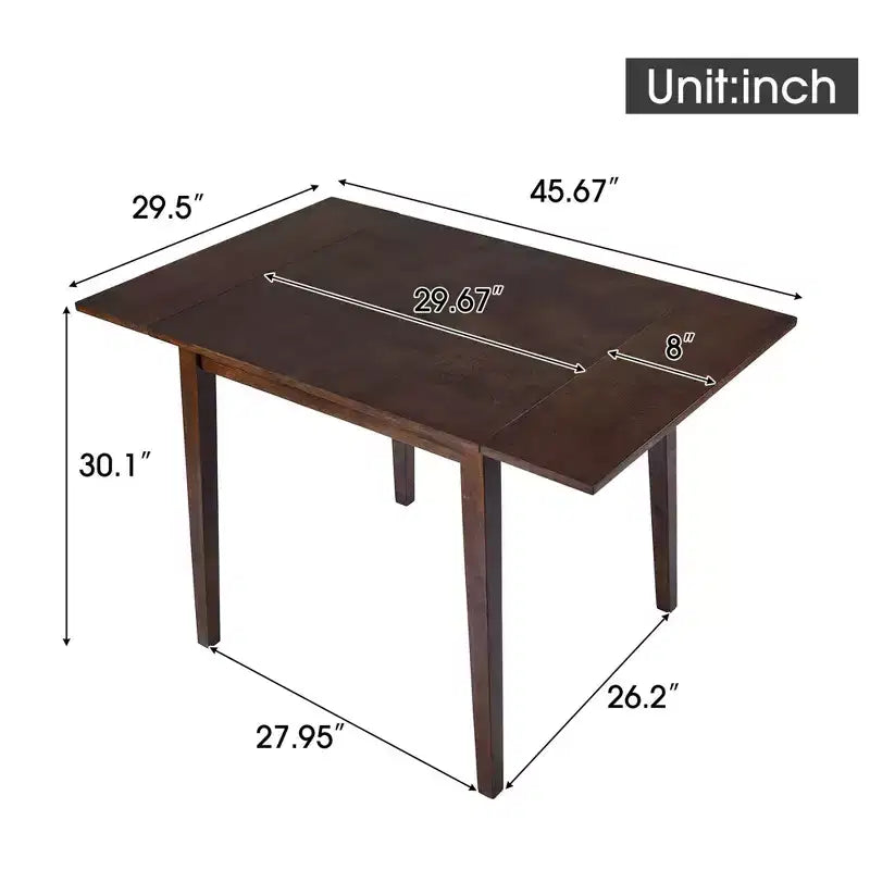 Table à manger extensible rectangulaire Okak avec pieds en bois d'hévéa, table de cuisine pour 4, table pliante pour cuisine, salle à manger