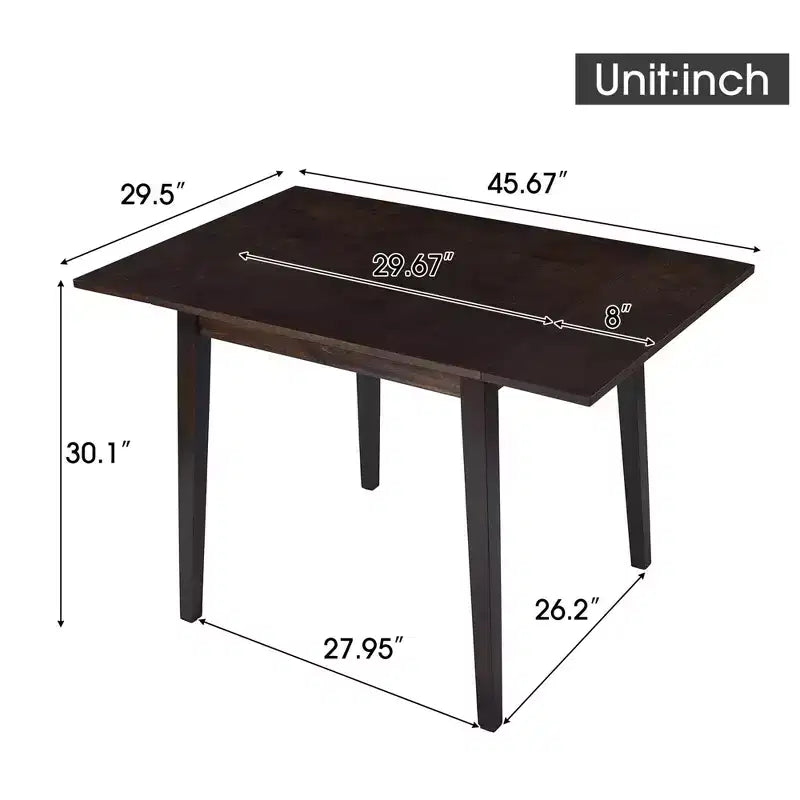 Table à manger extensible rectangulaire Okak avec pieds en bois d'hévéa, table de cuisine pour 4, table pliante pour cuisine, salle à manger