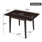 Table à manger extensible rectangulaire Okak avec pieds en bois d'hévéa, table de cuisine pour 4, table pliante pour cuisine, salle à manger