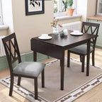 Table à manger extensible rectangulaire Okak avec pieds en bois d'hévéa, table de cuisine pour 4, table pliante pour cuisine, salle à manger
