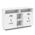 Meuble de classement Costway avec serrure 4 tiroirs pour dossiers A4/Lettre Étagère réglable Blanc/Noir