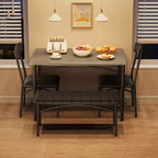 Ensemble table et 4 chaises de salle à manger, table de cuisine avec 4 chaises, ensemble table à manger rectangulaire en bois avec banc rembourré pour petit espace, appartement