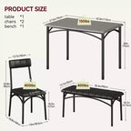 Ensemble table et 4 chaises de salle à manger, table de cuisine avec 4 chaises, ensemble table à manger rectangulaire en bois avec banc rembourré pour petit espace, appartement