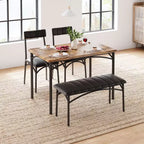 Ensemble table et 4 chaises de salle à manger, table de cuisine avec 4 chaises, ensemble table à manger rectangulaire en bois avec banc rembourré pour petit espace, appartement