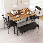 Ensemble table et 4 chaises de salle à manger, table de cuisine avec 4 chaises, ensemble table à manger rectangulaire en bois avec banc rembourré pour petit espace, appartement