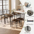 Ensemble de salle à manger Dyonery 5 pièces, table et chaises de cuisine en bois pour petit espace, coin-repas