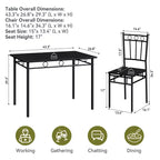 Ensemble de salle à manger Dyonery 5 pièces, table et chaises de cuisine en bois pour petit espace, coin-repas