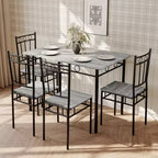 Ensemble de salle à manger Dyonery 5 pièces, table et chaises de cuisine en bois pour petit espace, coin-repas