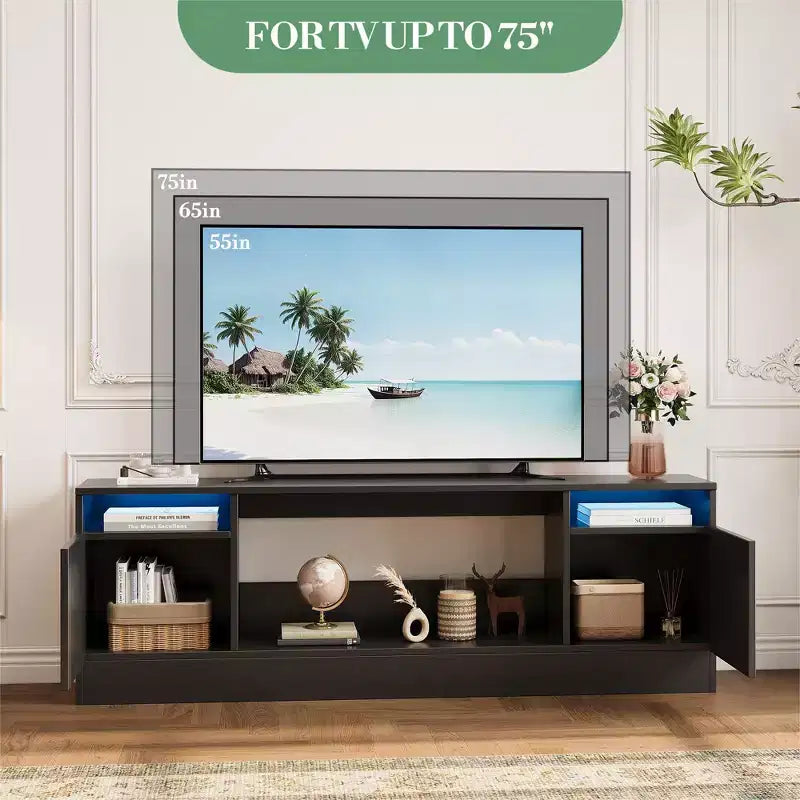Meuble TV moderne avec rangement - Compatible avec les cheminées électriques de 36 pouces