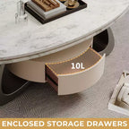 ATJafurn Table basse ovale moderne de 120 cm avec plateau en faux marbre de luxe et base en acier inoxydable