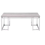 HomeRoots 47 Oak and Silver Wood And Metal Frame Coffee Table