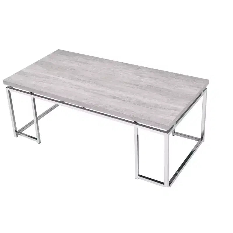 Table basse HomeRoots 47 en chêne et argent avec cadre en métal