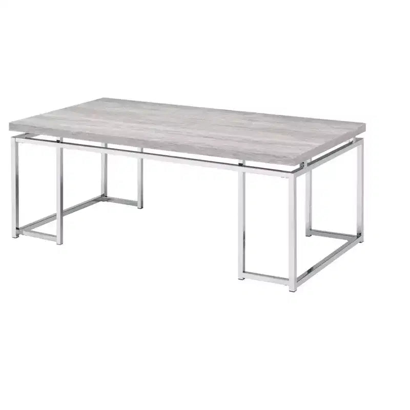 Table basse HomeRoots 47 en chêne et argent avec cadre en métal