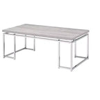Table basse HomeRoots 47 en chêne et argent avec cadre en métal