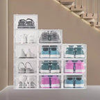 VEVOR Boîtes de Rangement pour Chaussures, Lot de 12 Boîtes à Chaussures Empilables, Convient jusqu'à la Taille US 11, Transparent et Blanc