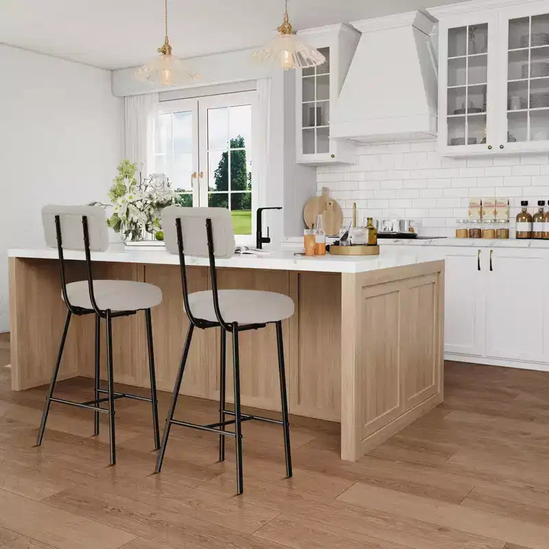 Tabourets de bar GustoWave - Lot de 2, tabourets de bar modernes avec dossier, hauteur d'assise 56 cm, tabourets de cuisine avec pieds en métal pour bar, cuisine