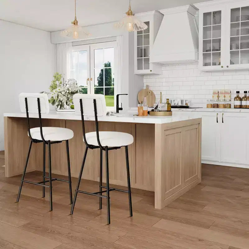 Tabourets de bar GustoWave - Lot de 2, tabourets de bar modernes avec dossier, hauteur d'assise 56 cm, tabourets de cuisine avec pieds en métal pour bar, cuisine