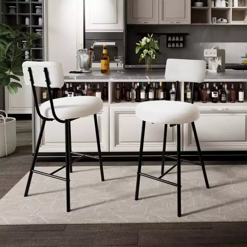 GustoWave Bar Stools Set of 2, Modern Barstools with Back, 22 inch Seat Height Island Stools with Metal Legs for Bar, Kitchen