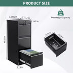 Classeur métallique avec serrure - Rangement vertical à 3 tiroirs pour dossiers format Lettre/Légal/A4, Organiseur de bureau