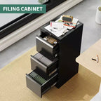 Classeur métallique avec serrure - Rangement vertical à 3 tiroirs pour dossiers format Lettre/Légal/A4, Organiseur de bureau