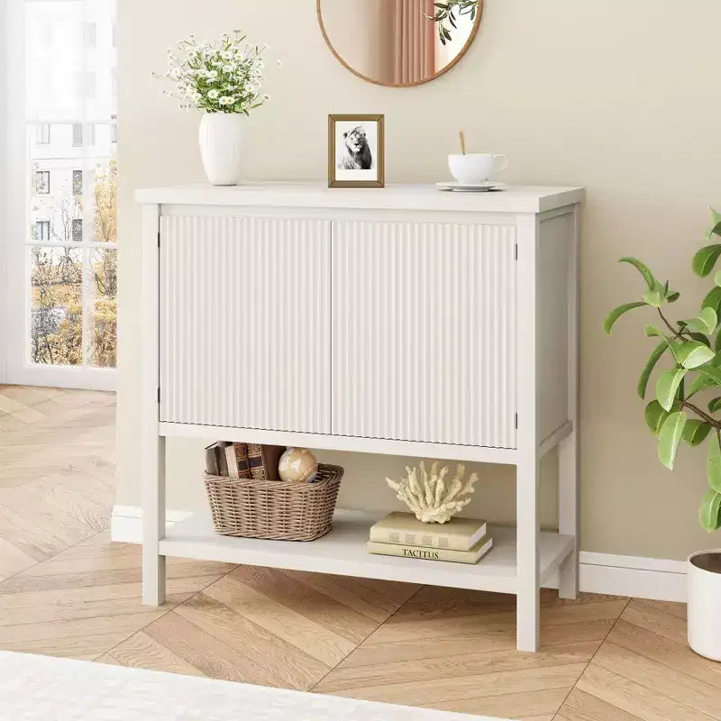 Console, table d'appoint étroite avec rangement à 2 portes – Table d'entrée/de couloir pour salon, bureau, canapé