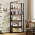 Acekool 71 Wooden Bookshelf, 6-Tier Industrial Bookcase with Metal Frame, Large Open Storage Rack for Bedroom, Living Room, Home Office, Brown