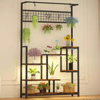 Support à plantes, étagère métallique à 7 niveaux pour intérieur avec lumières de croissance - Étagère de présentation multi-niveaux pour plantes, décoration, salon