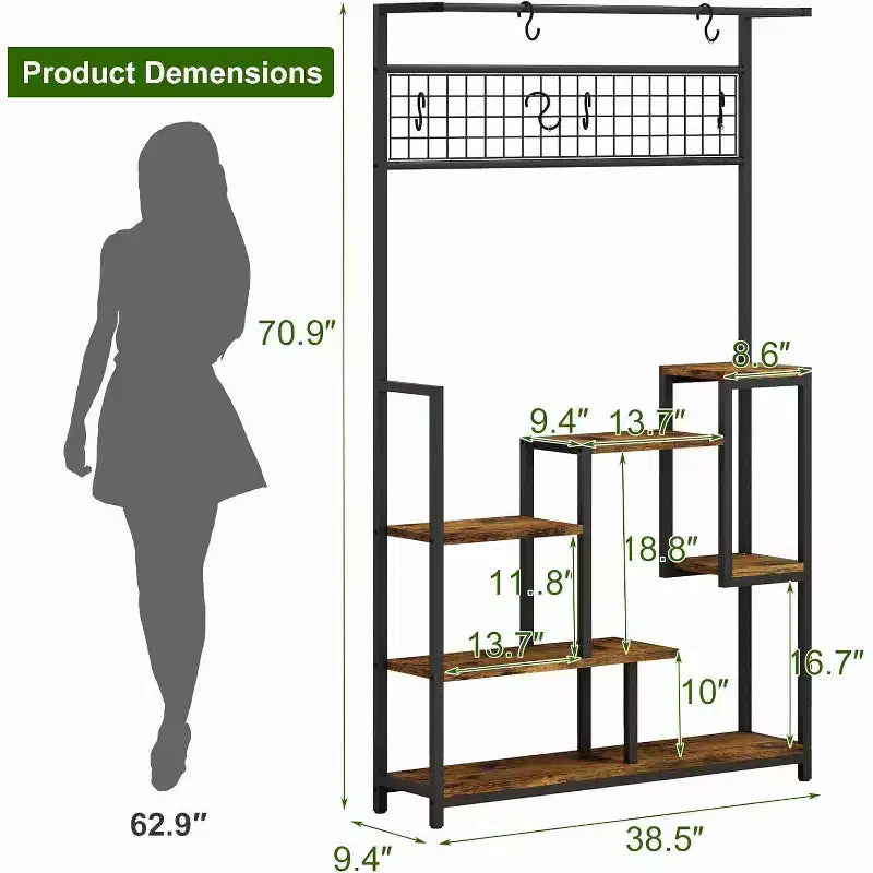 Support à plantes, étagère métallique à 7 niveaux pour intérieur avec lumières de croissance - Étagère de présentation multi-niveaux pour plantes, décoration, salon