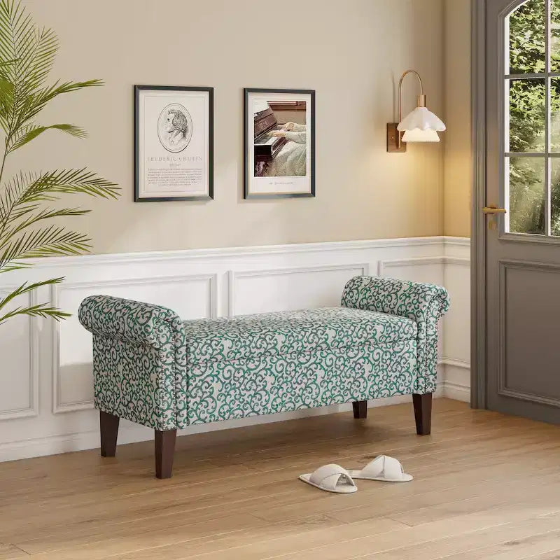 HL Home Furnishings, Pouf de rangement à accoudoirs arrondis
