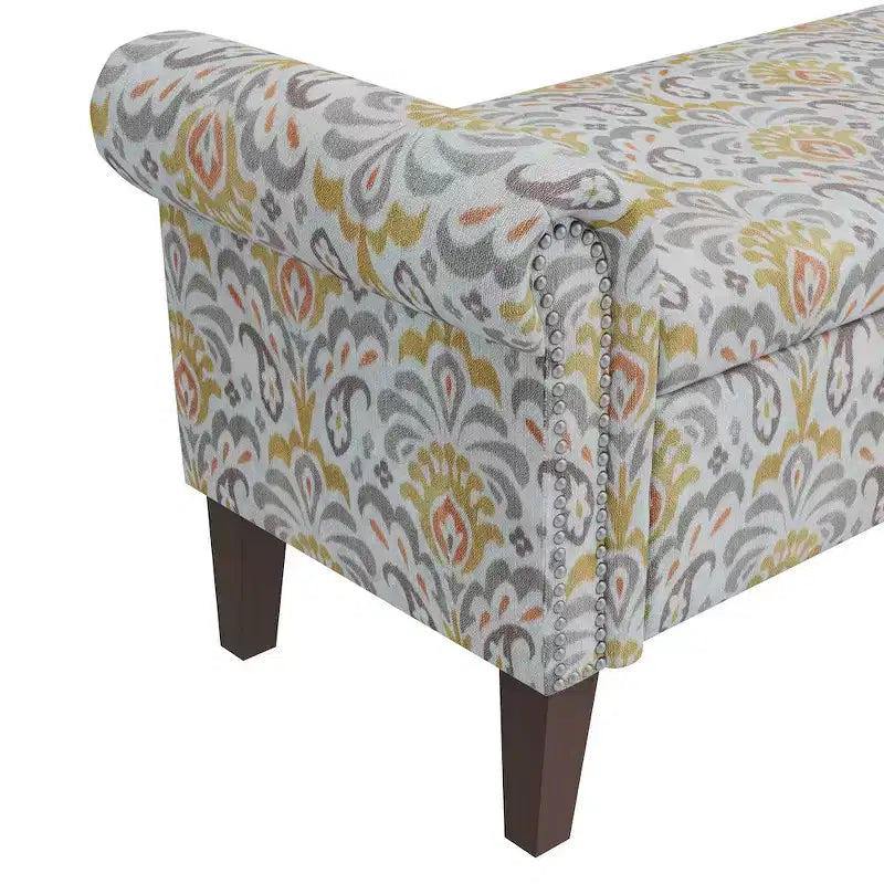 HL Home Furnishings, Pouf de rangement à accoudoirs arrondis