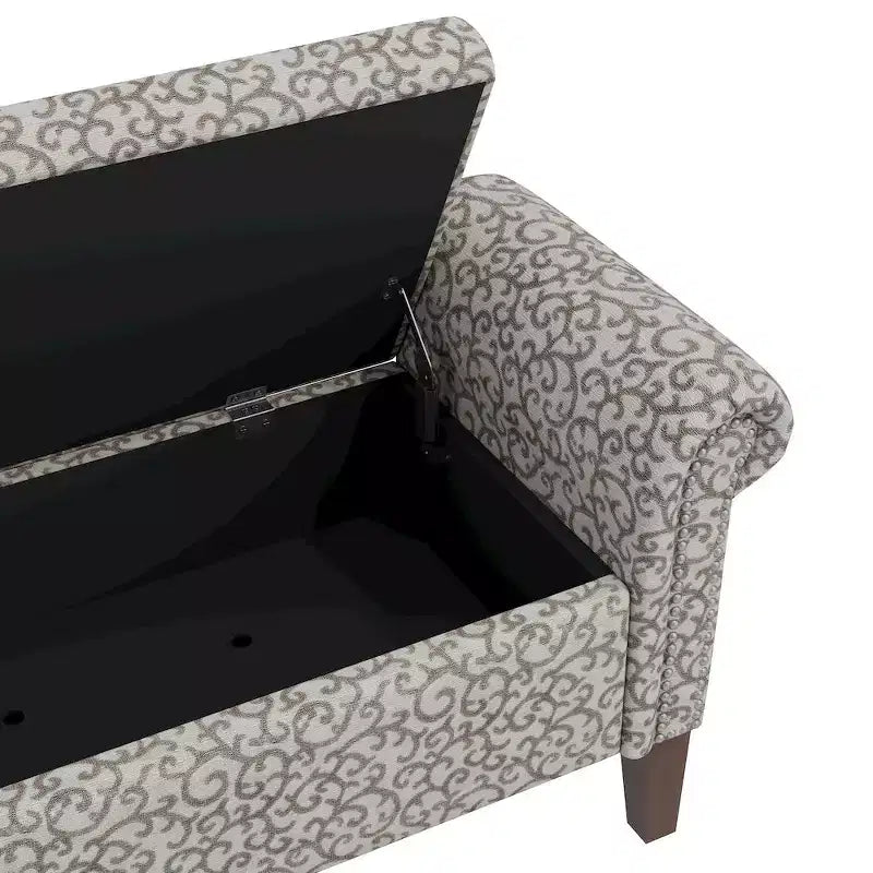 HL Home Furnishings, Pouf de rangement à accoudoirs arrondis