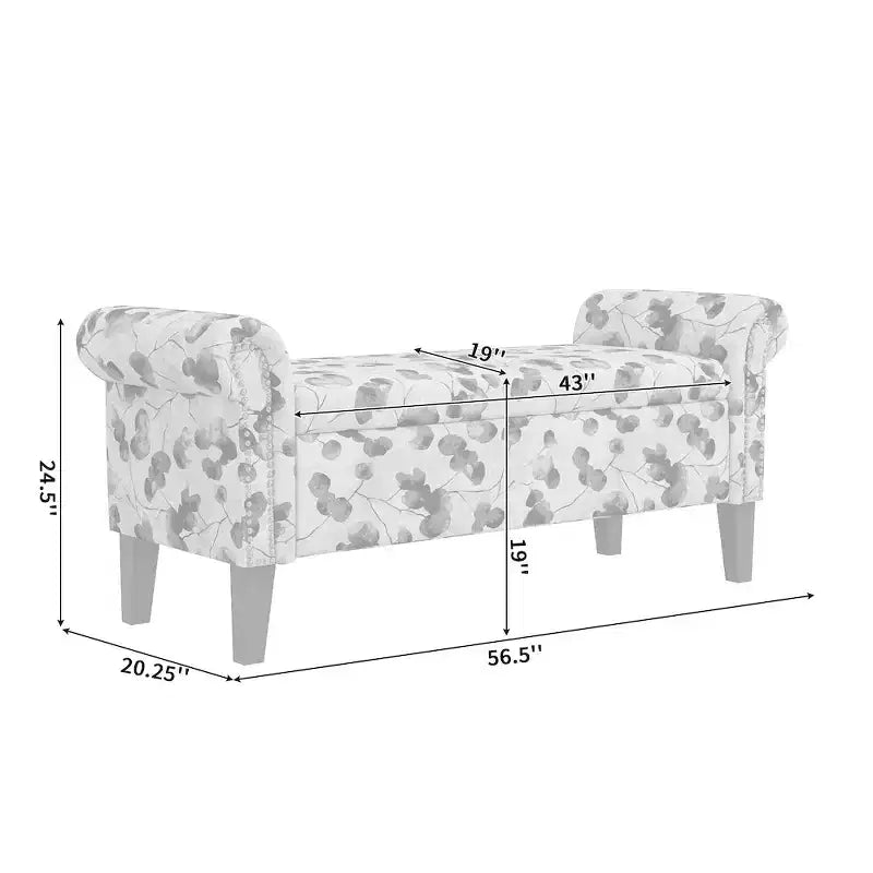 HL Home Furnishings, Pouf de rangement à accoudoirs arrondis
