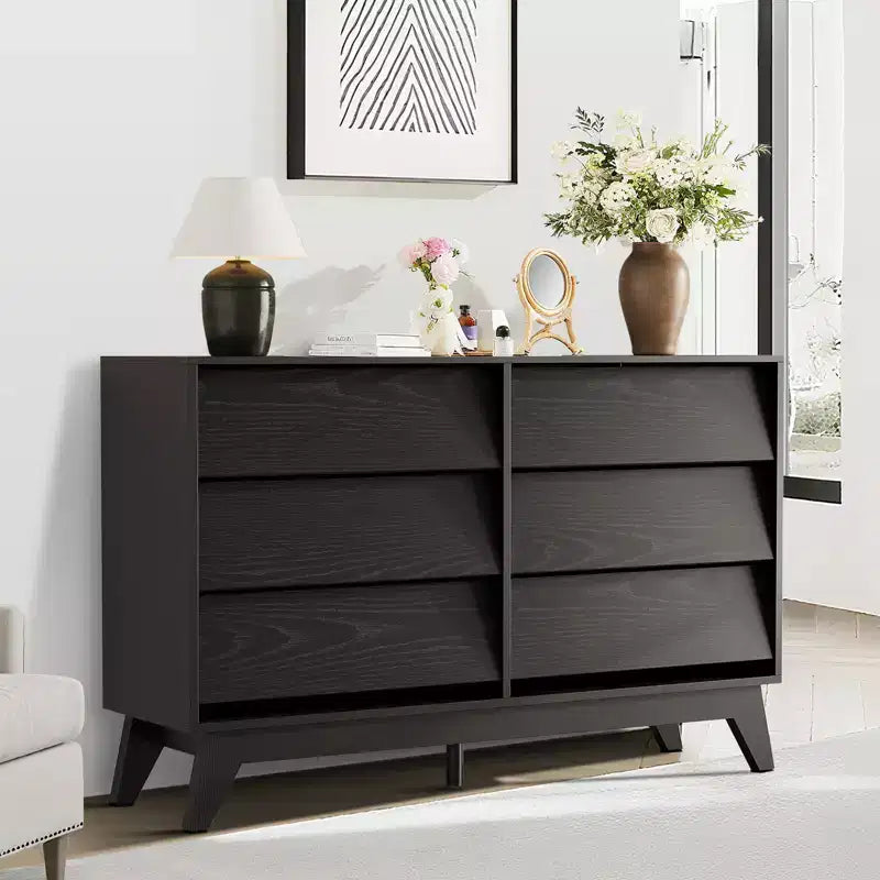 MDF Slant Drawer 6-Drawer Cabinet - Modern Drawer Cabinet, Home Storage Furniture, Office Storage Cabinet, Bedroom Dresser, Space-Saving Design