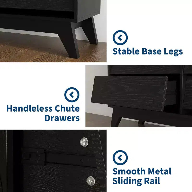 Commode 6 tiroirs inclinés en MDF - Meuble de rangement moderne, Meuble de rangement pour la maison, Armoire de rangement pour le bureau, Commode de chambre à coucher, Design peu encombrant