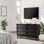 Commode 6 tiroirs inclinés en MDF - Meuble de rangement moderne, Meuble de rangement pour la maison, Armoire de rangement pour le bureau, Commode de chambre à coucher, Design peu encombrant
