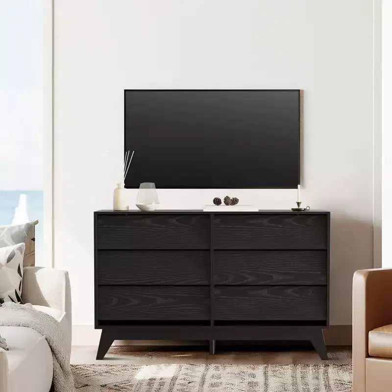 Commode 6 tiroirs inclinés en MDF - Meuble de rangement moderne, Meuble de rangement pour la maison, Armoire de rangement pour le bureau, Commode de chambre à coucher, Design peu encombrant