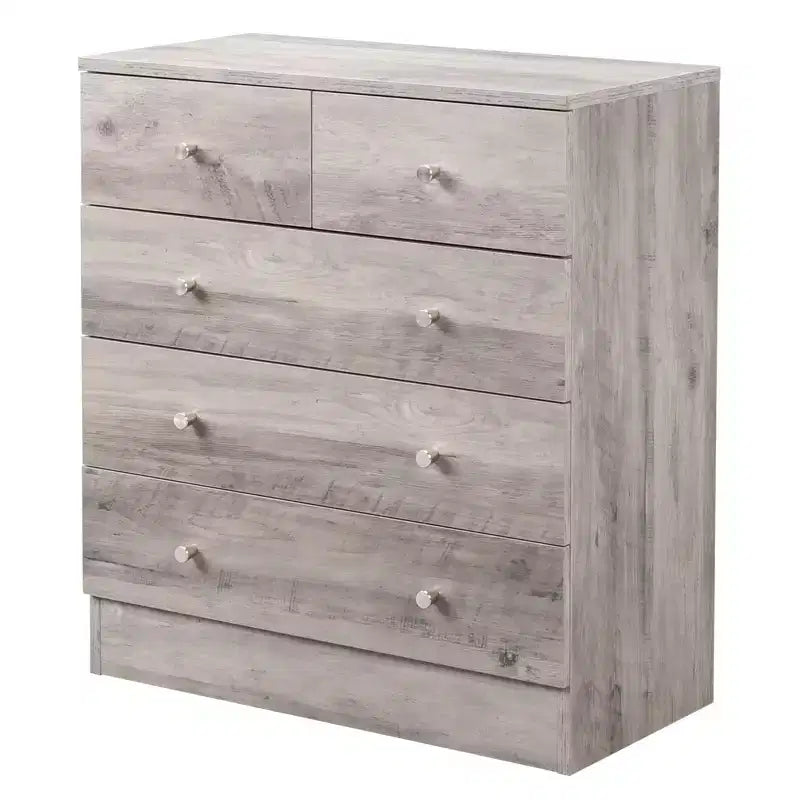 Karl Home Commode à 5 tiroirs en panneaux de particules gris, 66 cm (25,98 po) de largeur