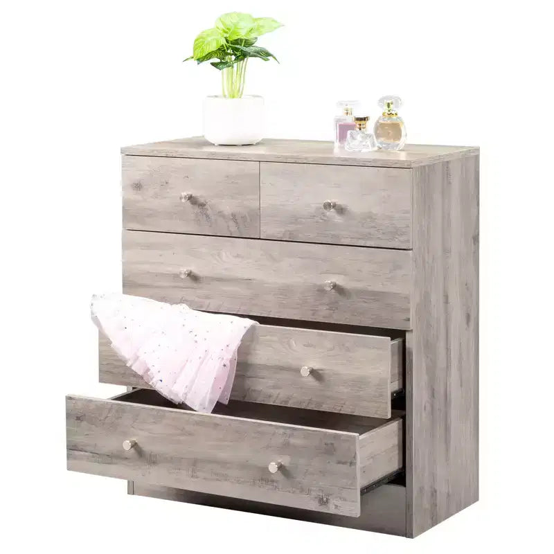 Karl Home Commode à 5 tiroirs en panneaux de particules gris, 66 cm (25,98 po) de largeur