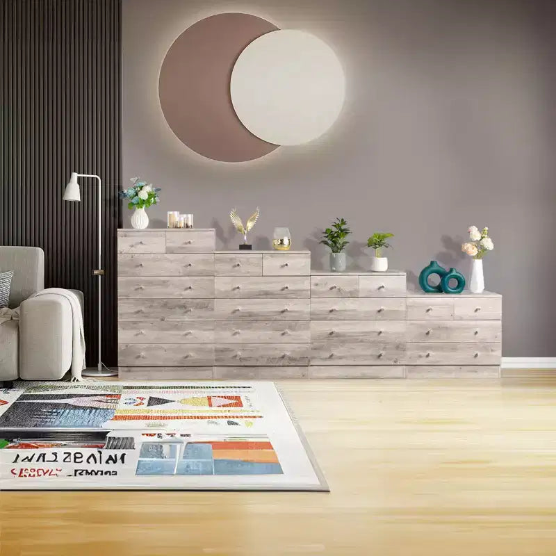 Karl Home Commode à 5 tiroirs en panneaux de particules gris, 66 cm (25,98 po) de largeur