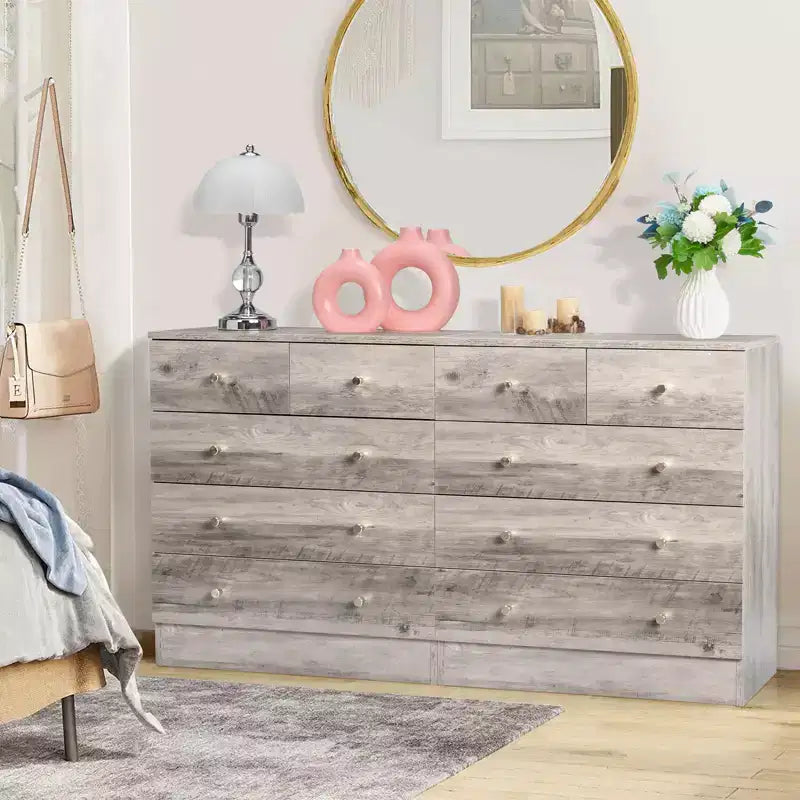 Karl Home Commode à 5 tiroirs en panneaux de particules gris, 66 cm (25,98 po) de largeur