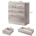 Karl Home Commode à 5 tiroirs en panneaux de particules gris, 66 cm (25,98 po) de largeur